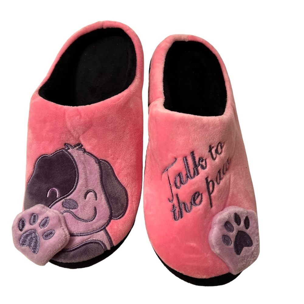 Talk To The Paw Dog Pink and Purple Slippers Size Medium NWOT